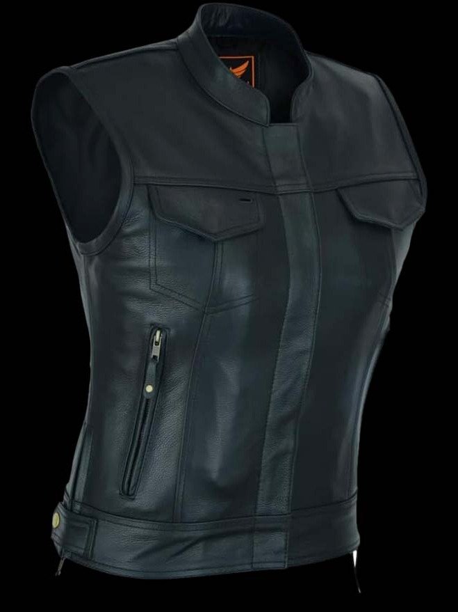 Ladies Black Leather Biker Vest product image (2)