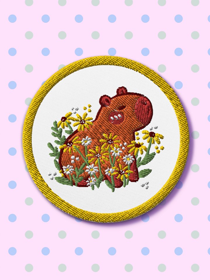 Peaceful Capybara Embroidered Patch product image (1)