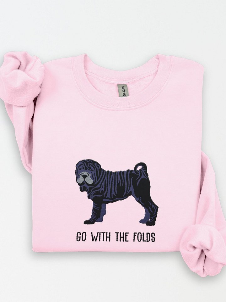 Go with the Folds Sweatshirt (Embroidered) of a Chinese Shar-Pei(Black) product image (1)