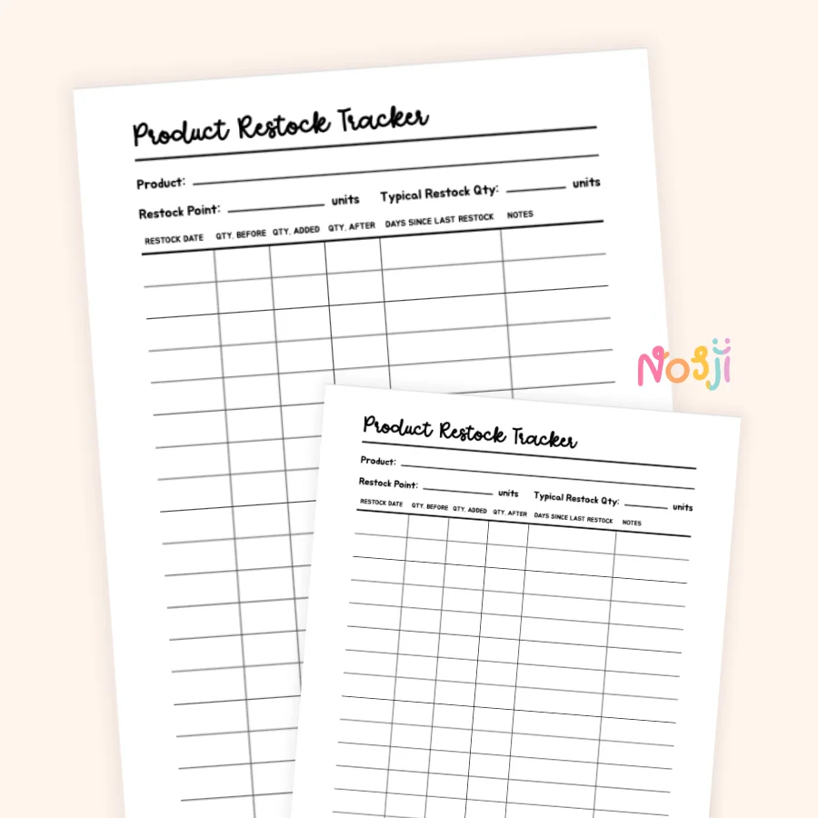 Product Restock Tracker Printable Inventory Restock Log product image (1)