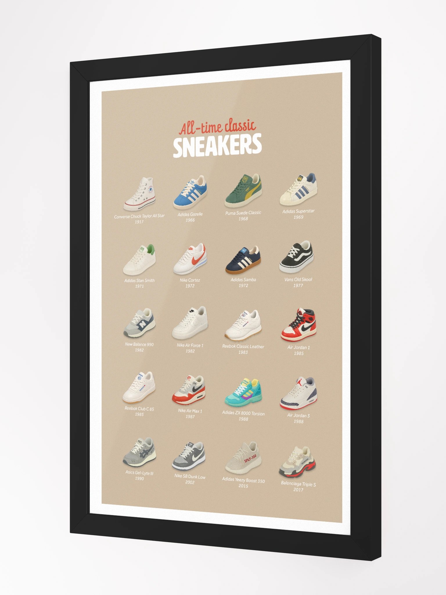 All-Time Classic Sneakers Framed Art Print product image (6)