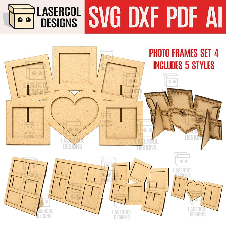 Photo Frames Set 4 (5 Styles) - Laser Cut Files product image (1)