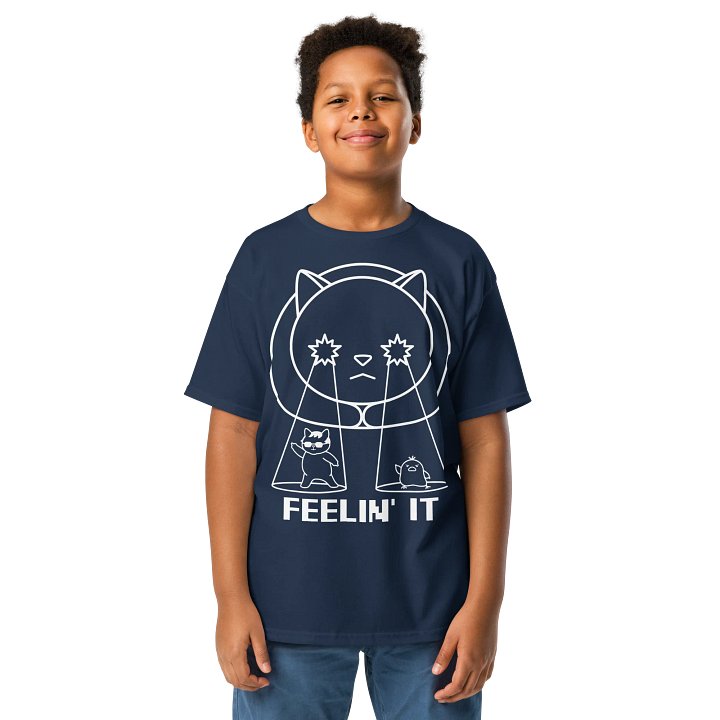 Goromi the Cat in Wig (Surreally Spotlighted Dancing) - Unisex Youth Heavyweight T-shirt product image (1)
