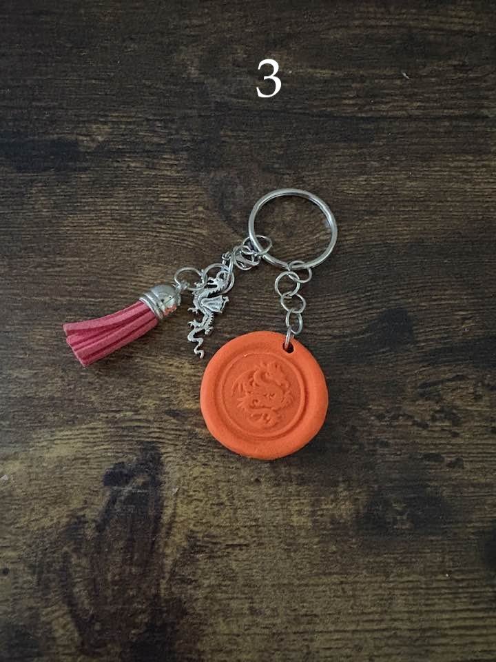 🗝️ Handmade Clay Keychains with Charms & Tassels – Dragons, Coffee, Dogs, and Cats product image (3)