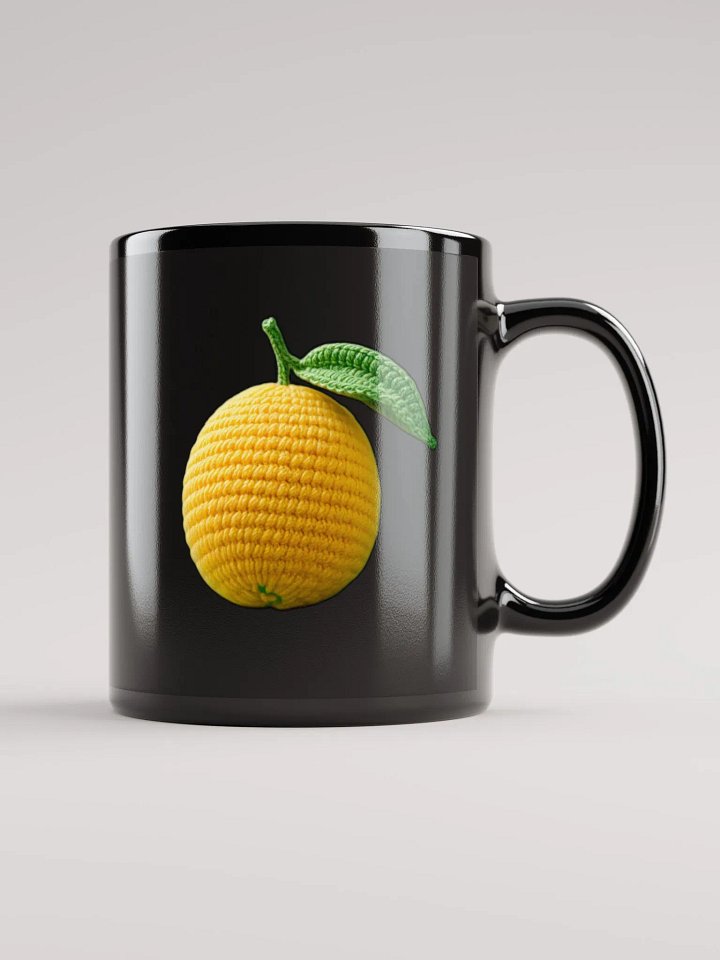 CozyAvocado Black Glossy Mug Crochet Lemon #1 product image (1)