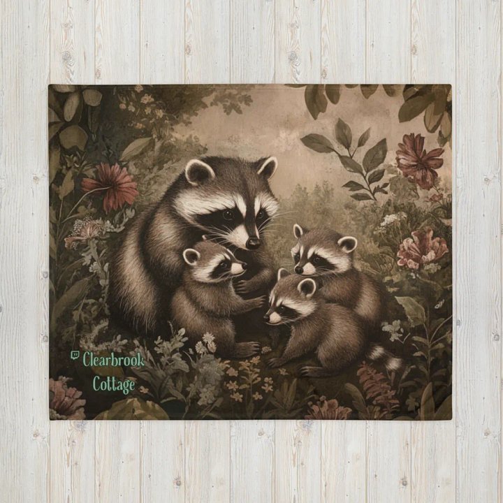 Midnight Raccoon Family Throw Blanket product image (1)