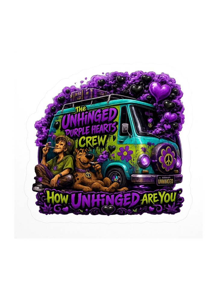 The Unhinged Purple Hearts Crew Sticker product image (1)