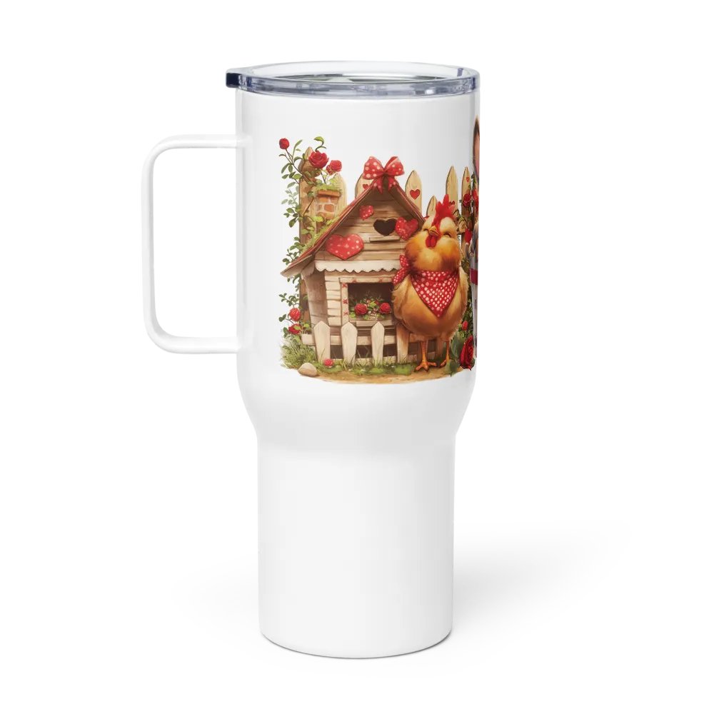 Whimsical Valentine Donkey and Hen Travel Mug product image (2)