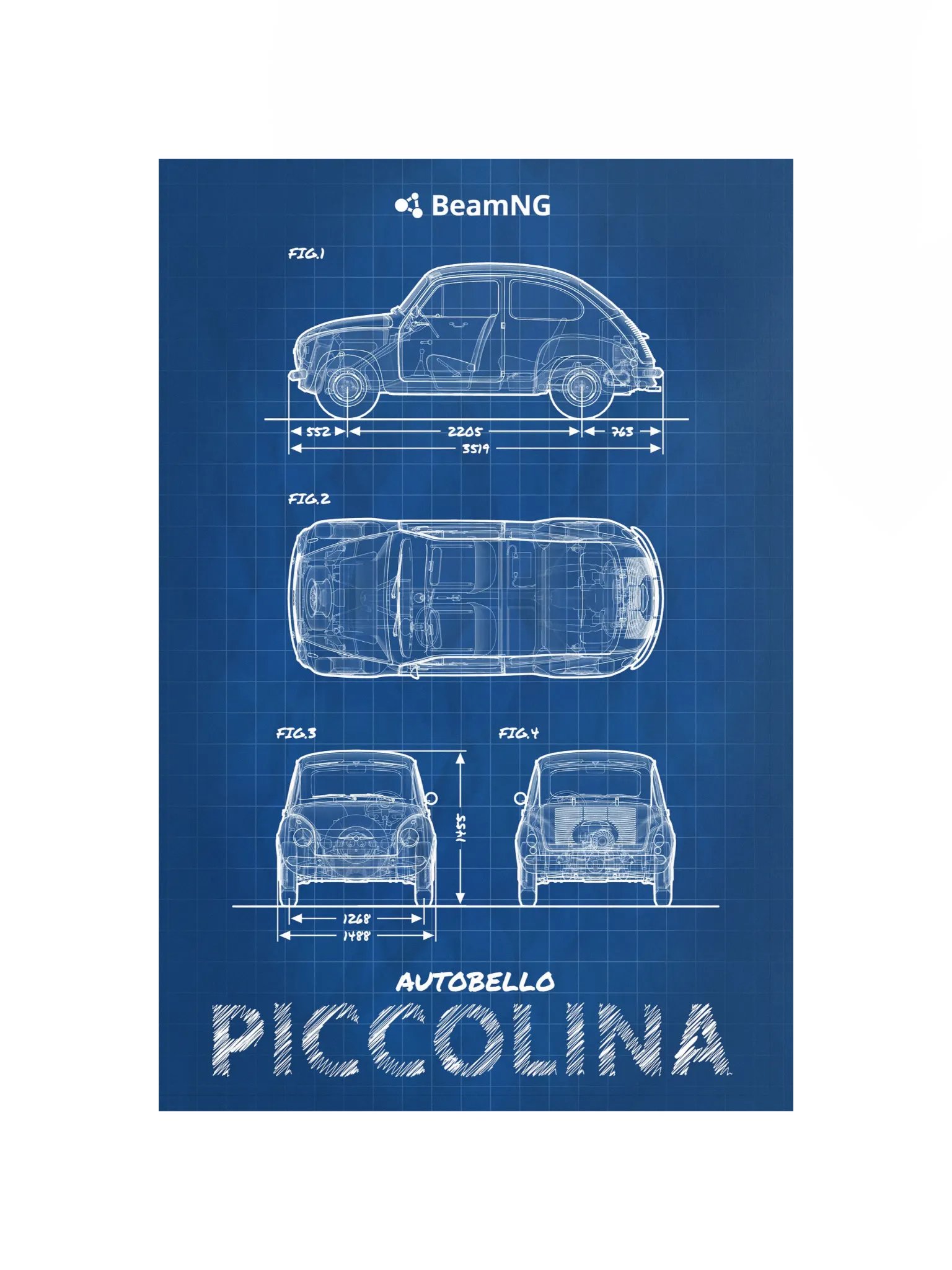 Autobello Piccolina Blueprint Poster product image (2)