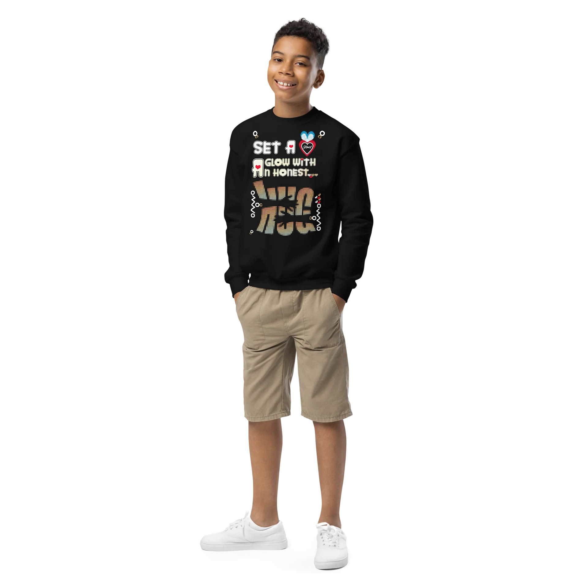 AGLOW With A HUG Youth Sweatshirt product image (1)