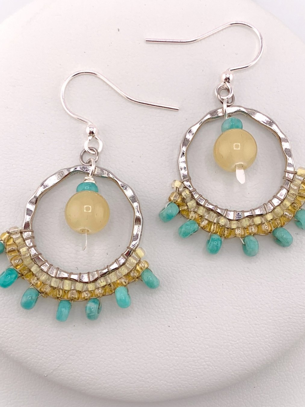 Beachy Lariat Style Silver and Aqua Beaded Necklace, Earrings, and Bracelet Set product image (3)