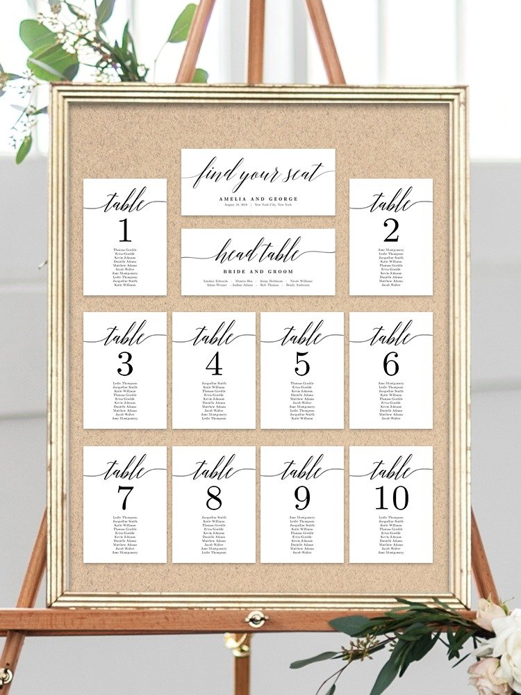 Modern Script Wedding Table Seating Cards Canva Template MSC product image (1)