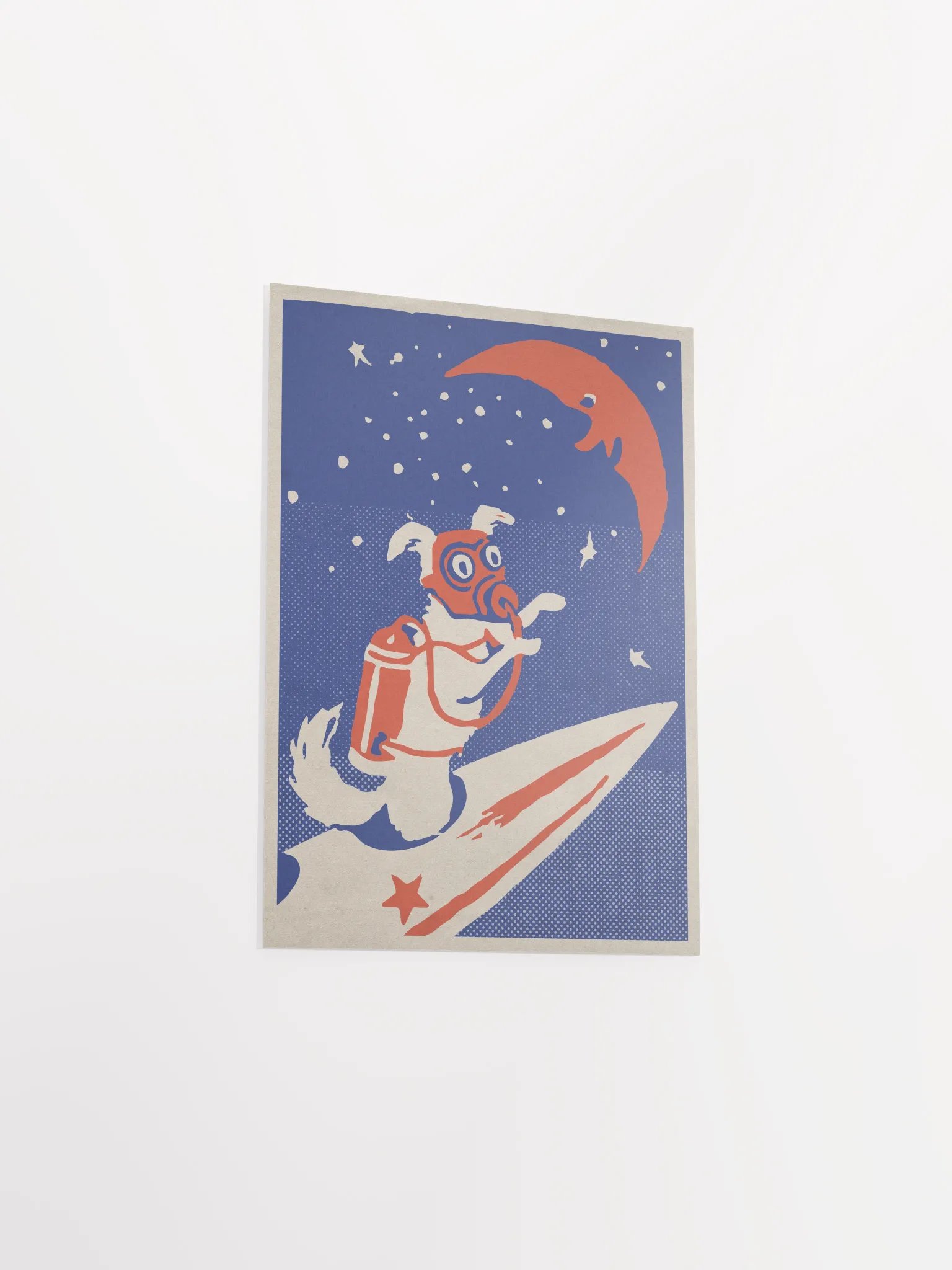 Laika, first space dog, USSR 1950s — Soviet vintage space art poster, soviet retro poster product image (9)
