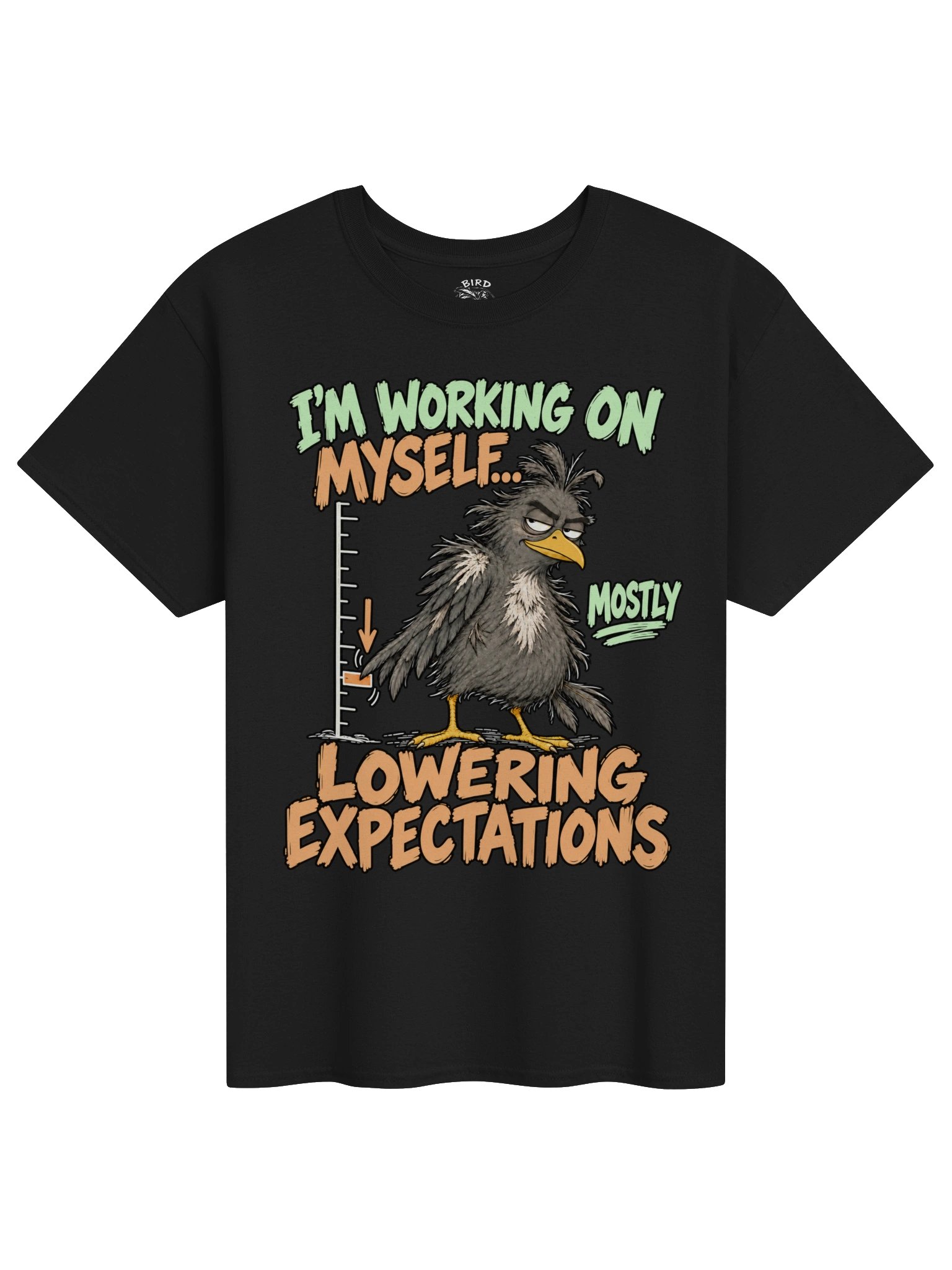 Mostly Lowering Expectations | Funny Bird T-Shirt | Dark Colours product image (1)