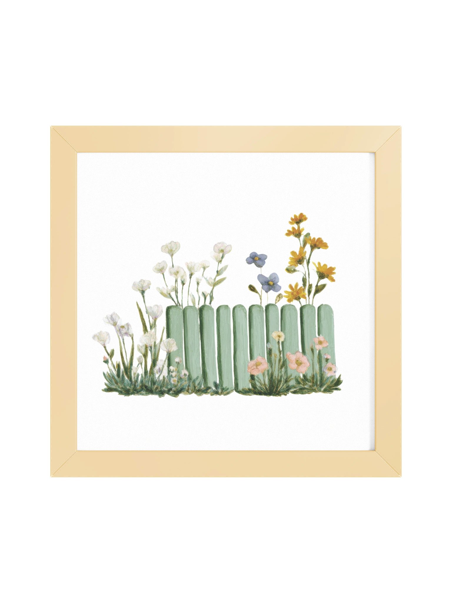 Garden Welcome — The Blooming Wooden Fence Framed Art Print (10x10") product image (1)