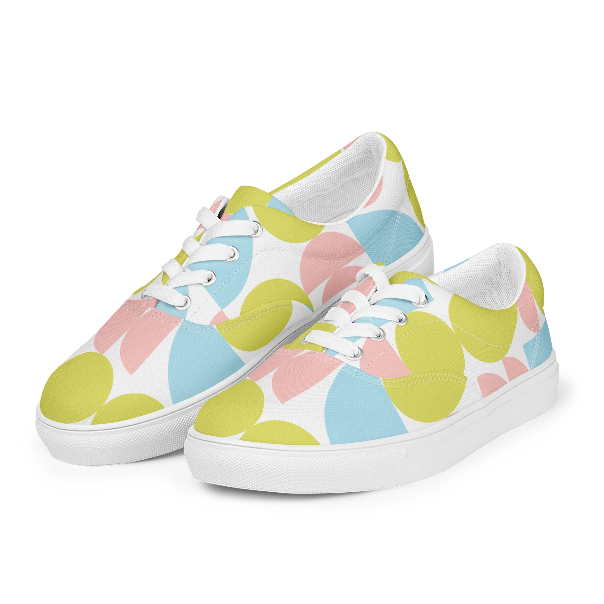 Retro Pastel Geometric Lace-Up Shoes For Women product image (4)