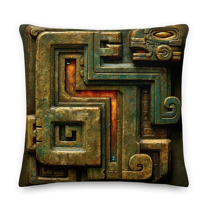 Glyph Circuit Relic I — Ancient Signal Path Cushion Cover 22x22 product image (1)