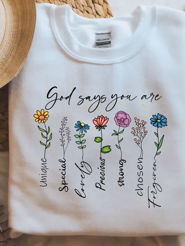 Women's Sweater Autumn Winter Floral Shirts Bible Shirt product image (2)