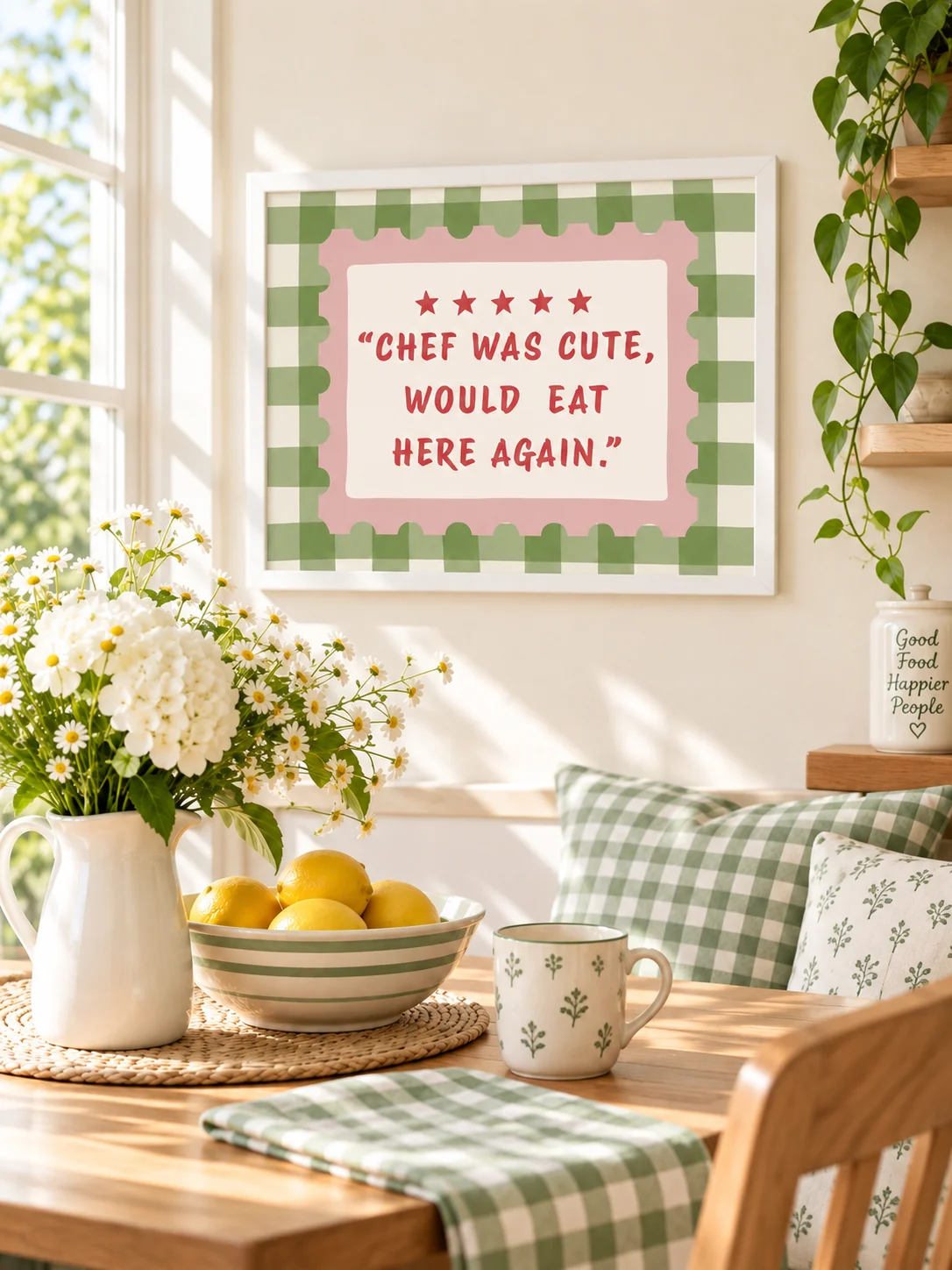 Chef Was Cute Quote | Funny Kitchen Wall Art | Retro Checkered Poster | Foodie Dining Decor | Printable Digital Download product image (4)