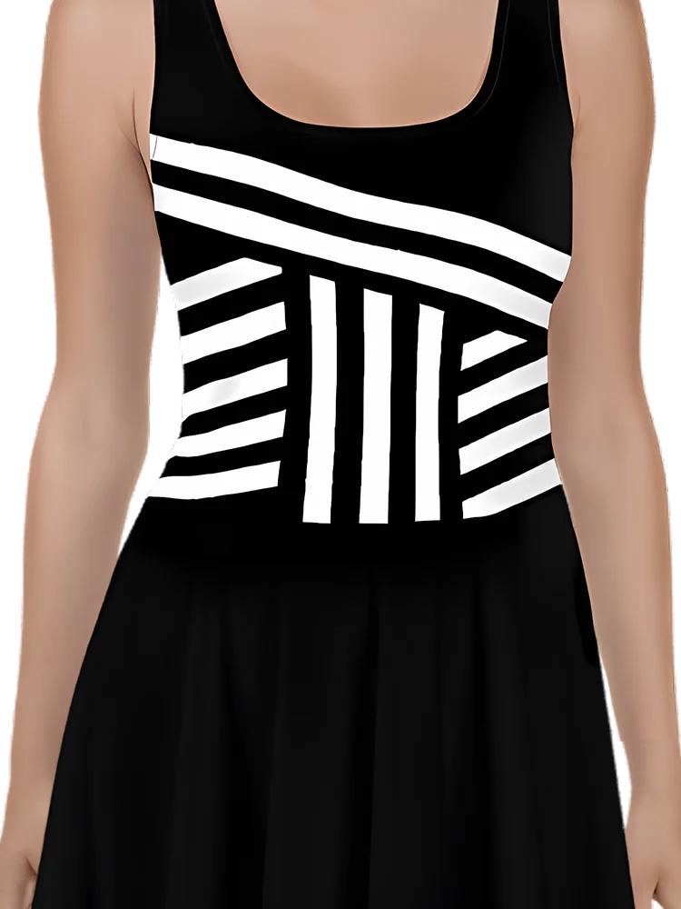 Black & White Minimalist Striped Dress product image (2)