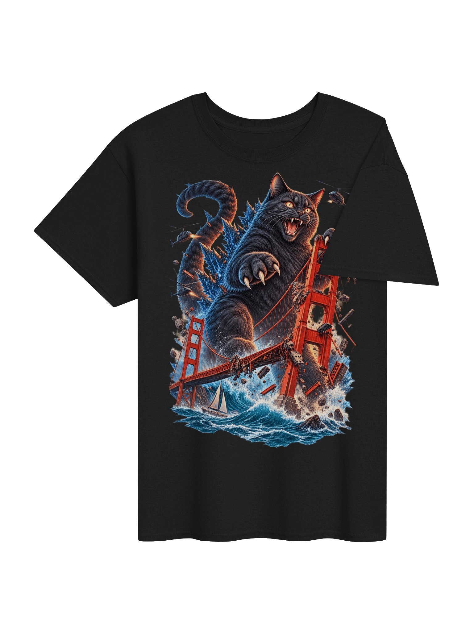 Giant Black Cat San Francisco Monster T-Shirt – Vintage Kaiju Graphic Tee product image (4)