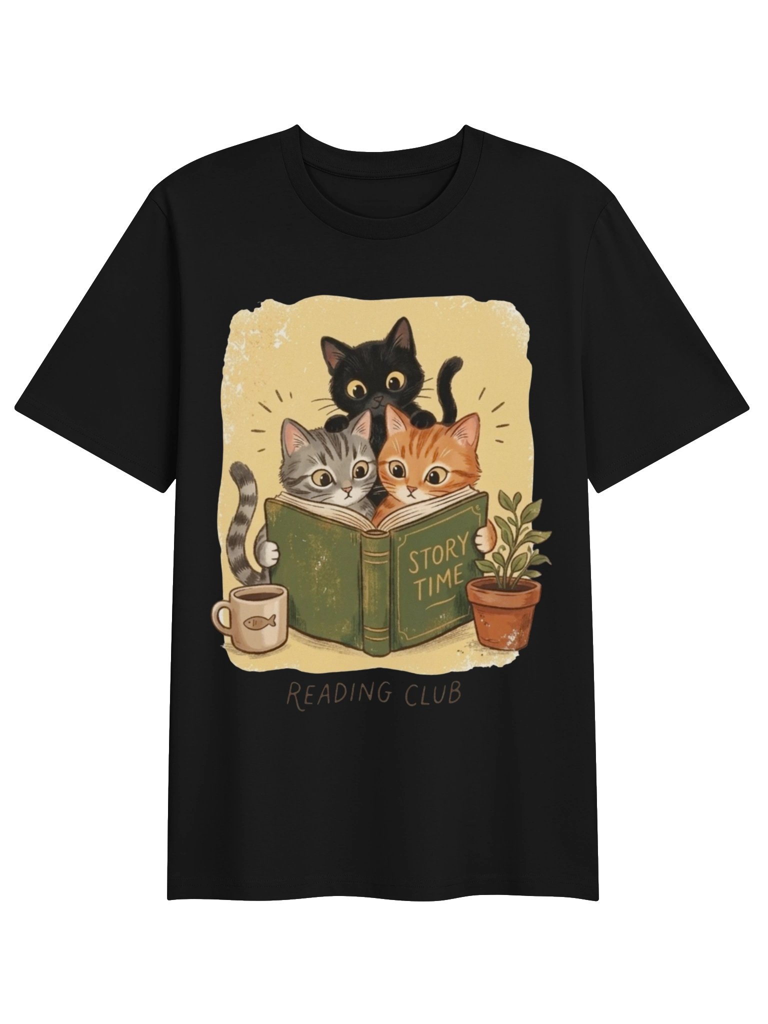 Vintage Cozy Cat Reading Club T-Shirt 📚🐱 product image (1)