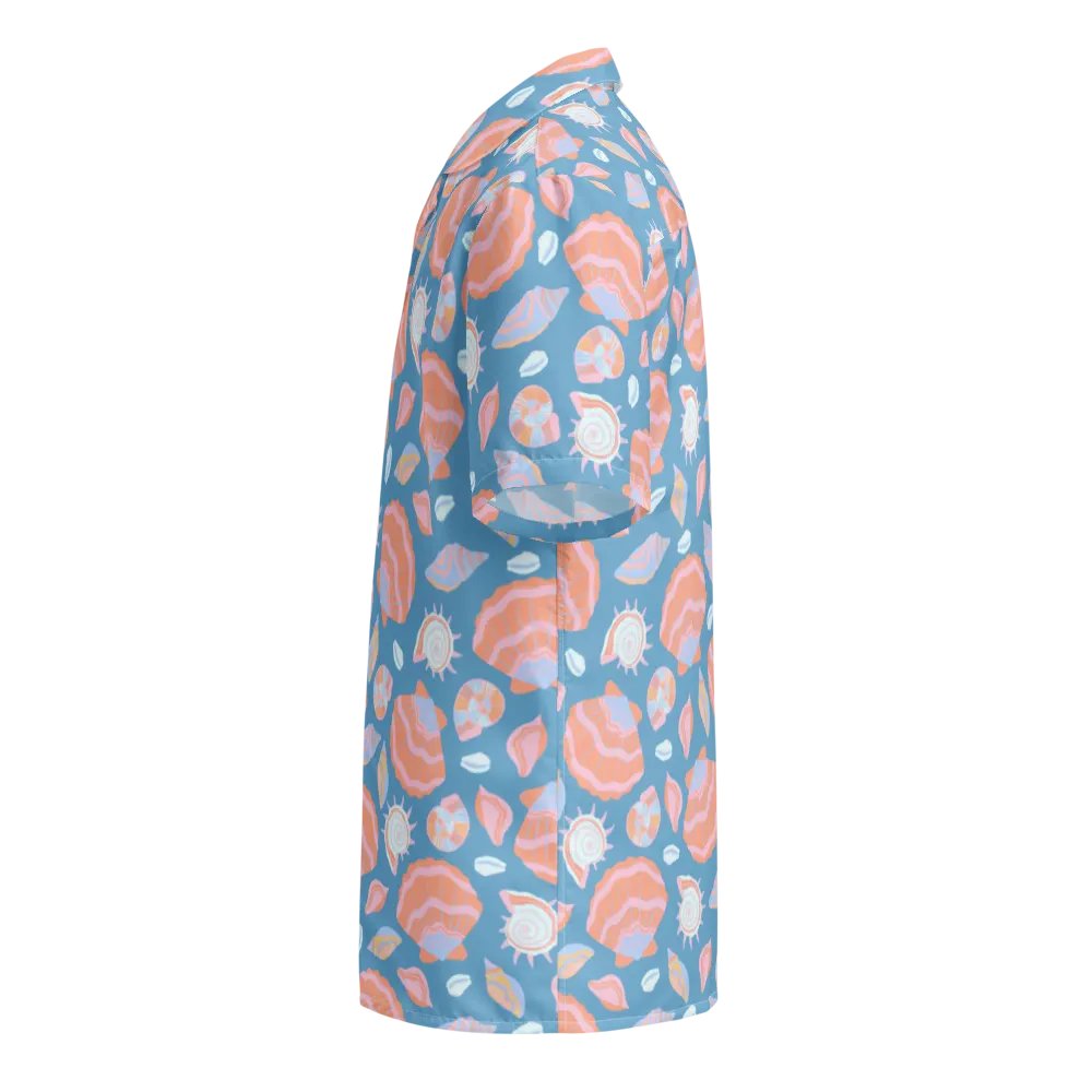 Retro Seashells Blue Hawaiian Shirt product image (9)