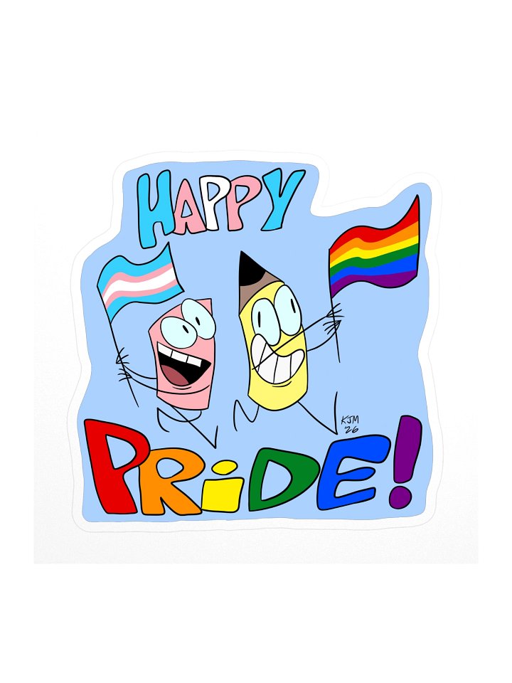 Pencil and Eraser Pride Sticker (Blue BG) product image (1)
