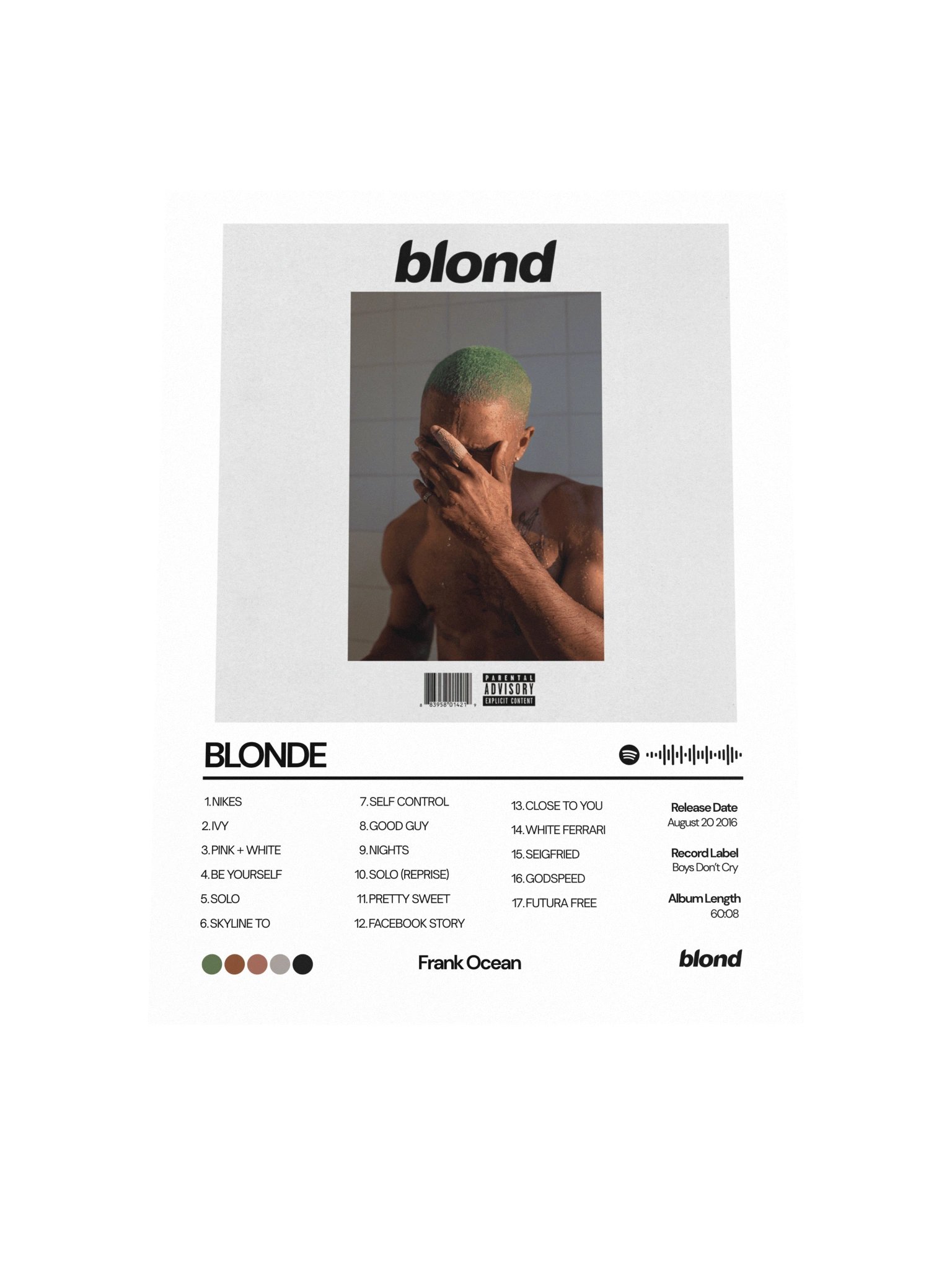 Frank Ocean Blonde Album Unframed Poster product image (8)