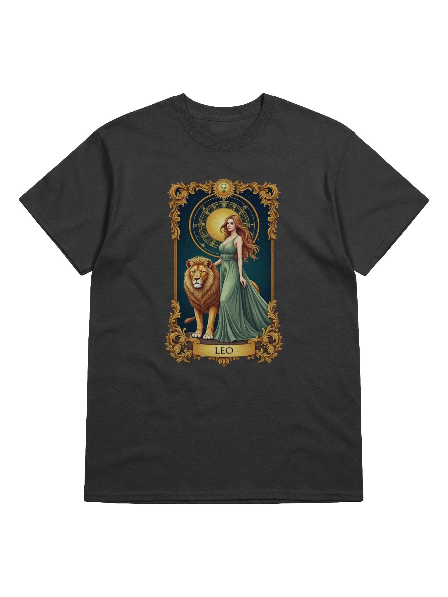 Leo Zodiac Tarot Design - Majestic Lion and Goddess Aesthetic product image (1)