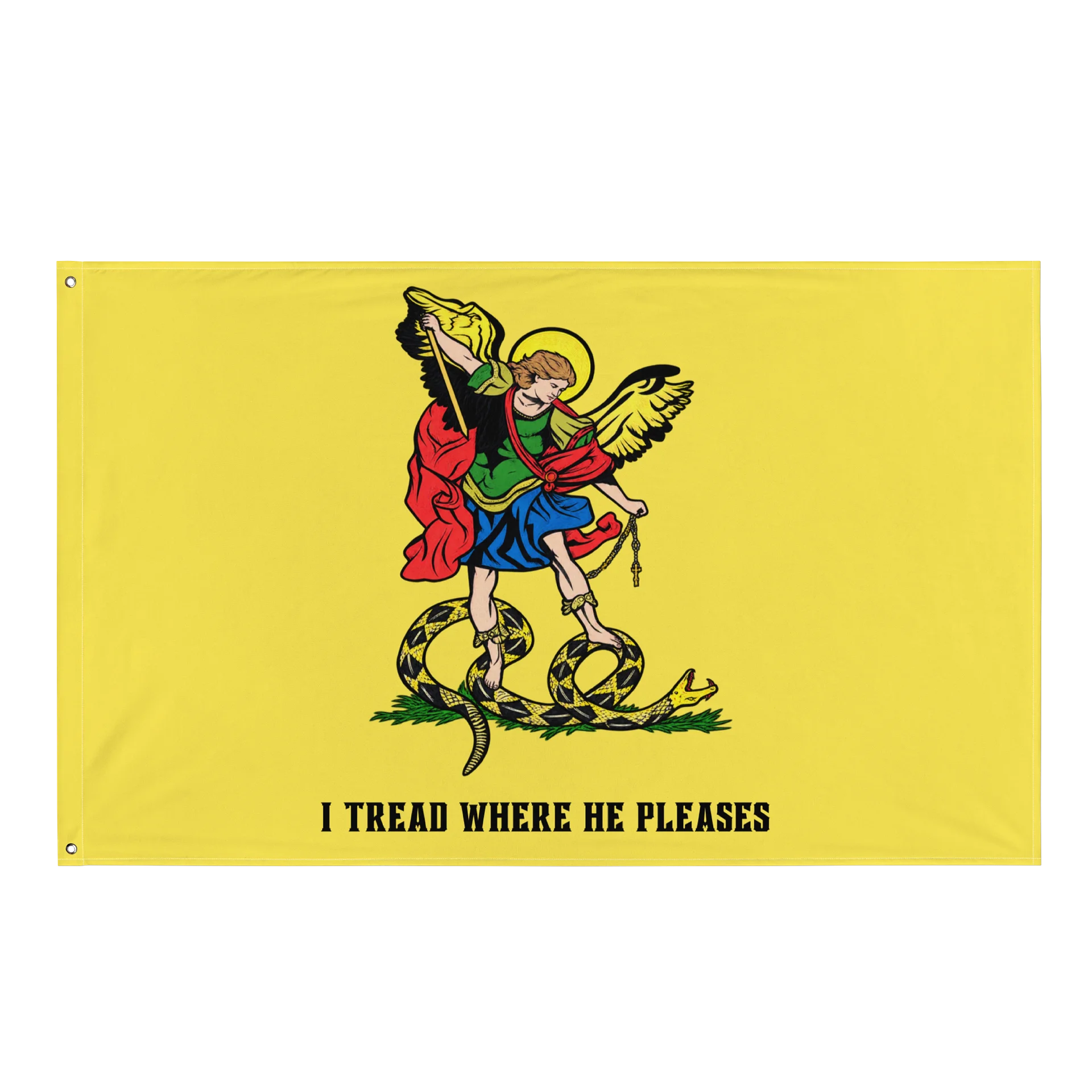 Saint Michael 'I tread where He pleases' flag product image (1)