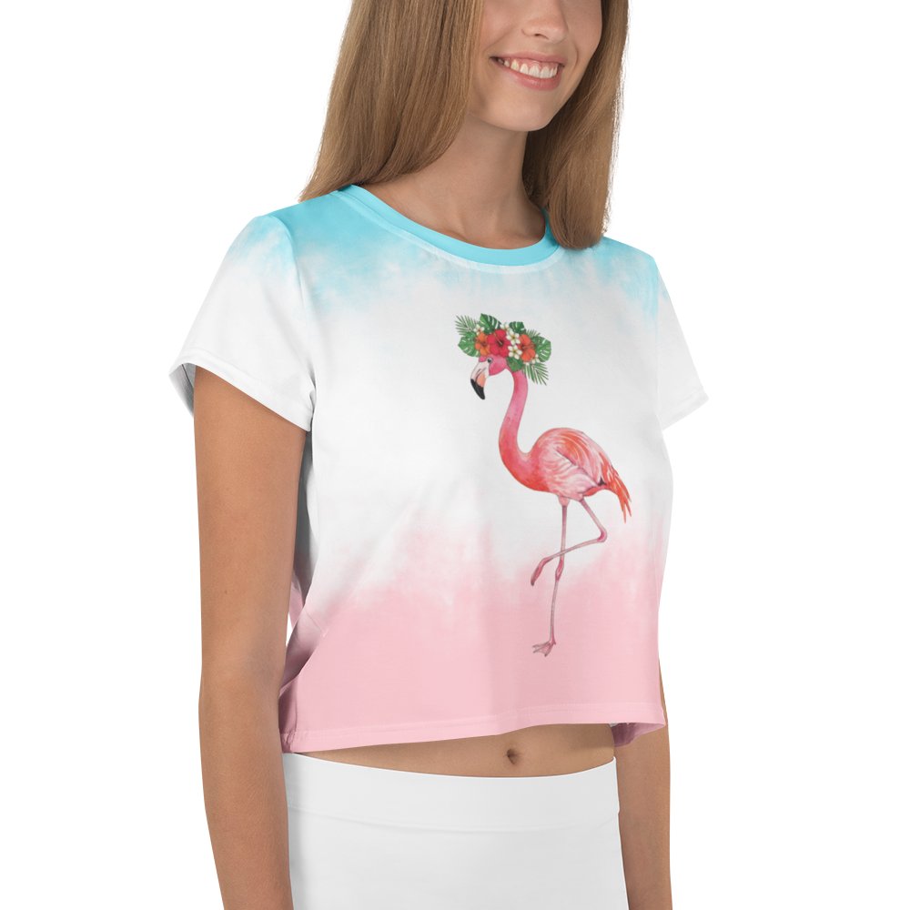 Floral Flamingo Watercolor Crop Tee product image (4)