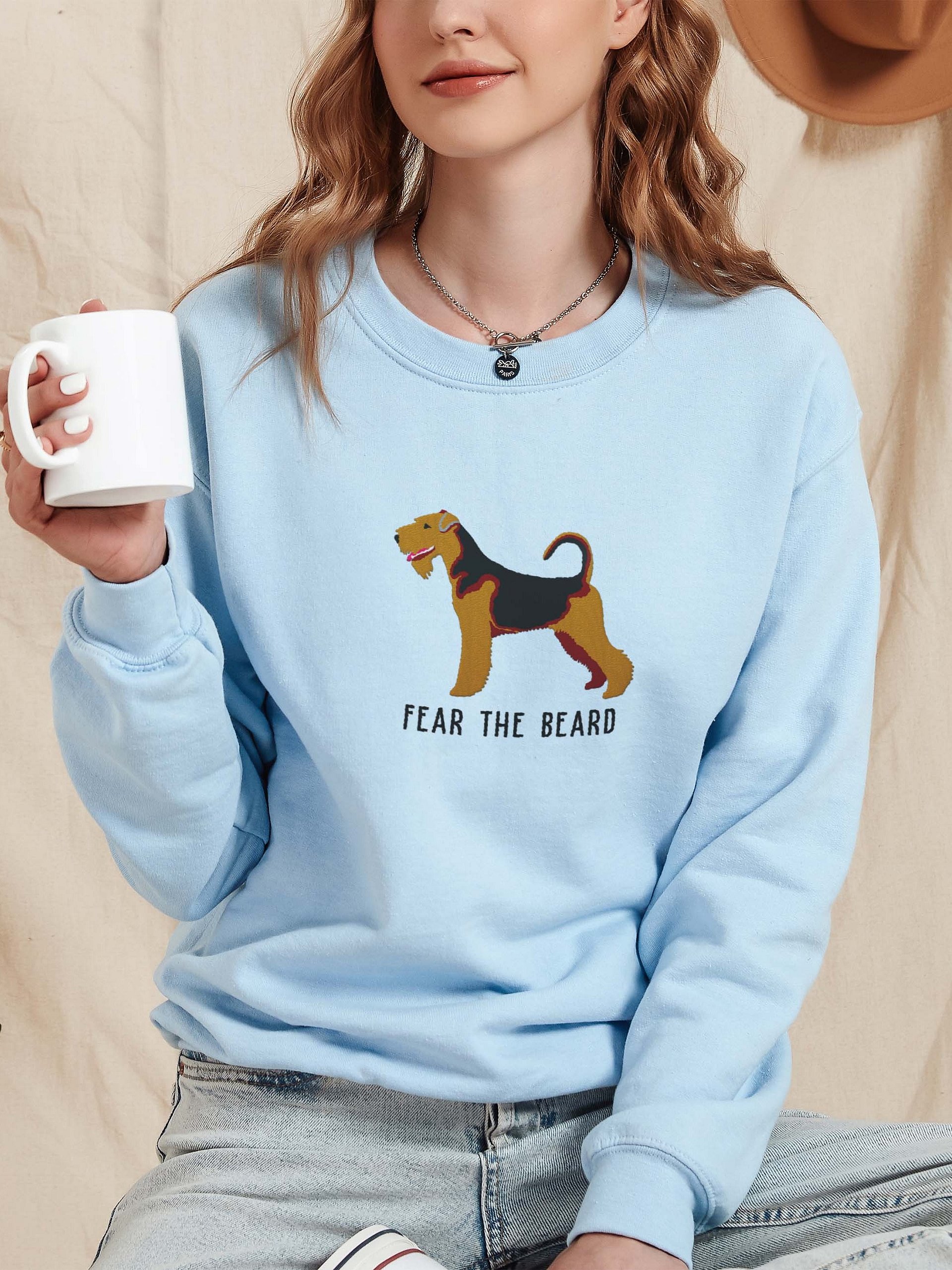 Fear the Beard Sweatshirt(Embroidered) of an Airedale Terrier product image (2)
