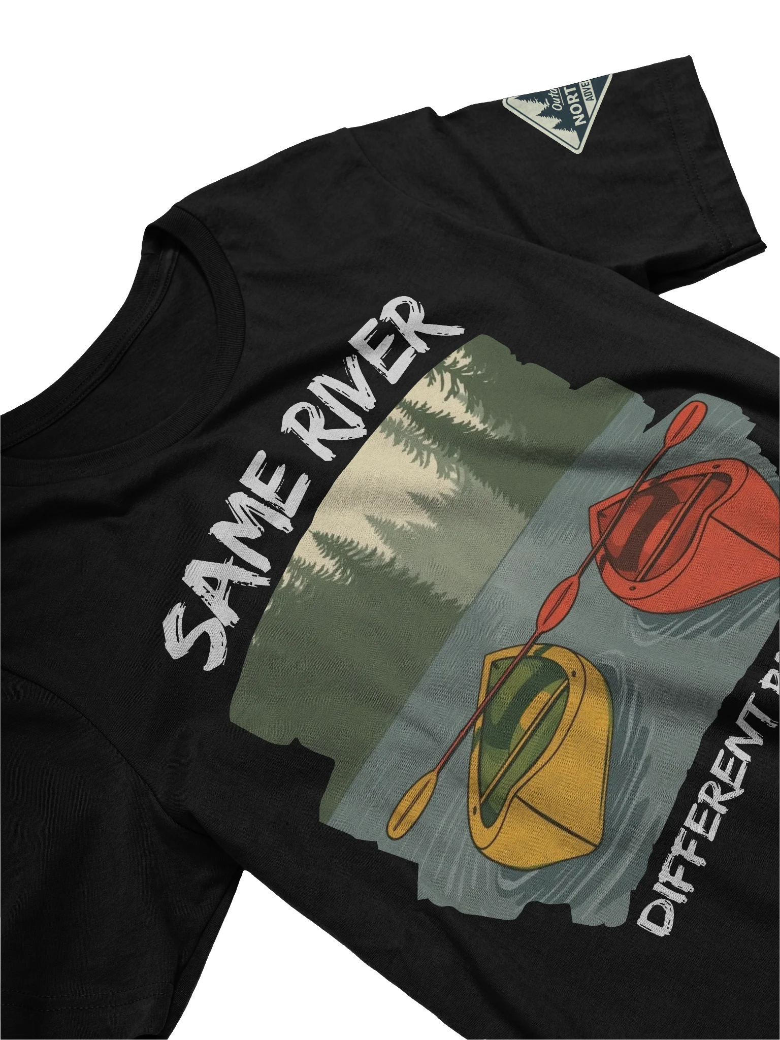 Same River, Different Paddle – Outdoorsy Couples Adventure T-Shirt product image (2)