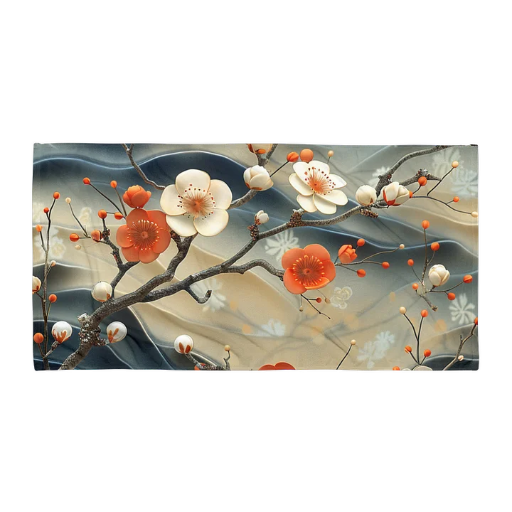 Traditional Japanese Floral Beach Towel - Plum Blossom Aesthetic Towel product image (1)