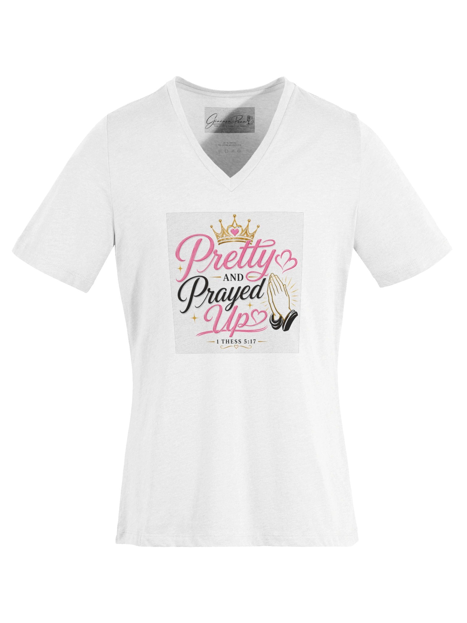 Pretty and Prayed up V-neck-Wite product image (4)