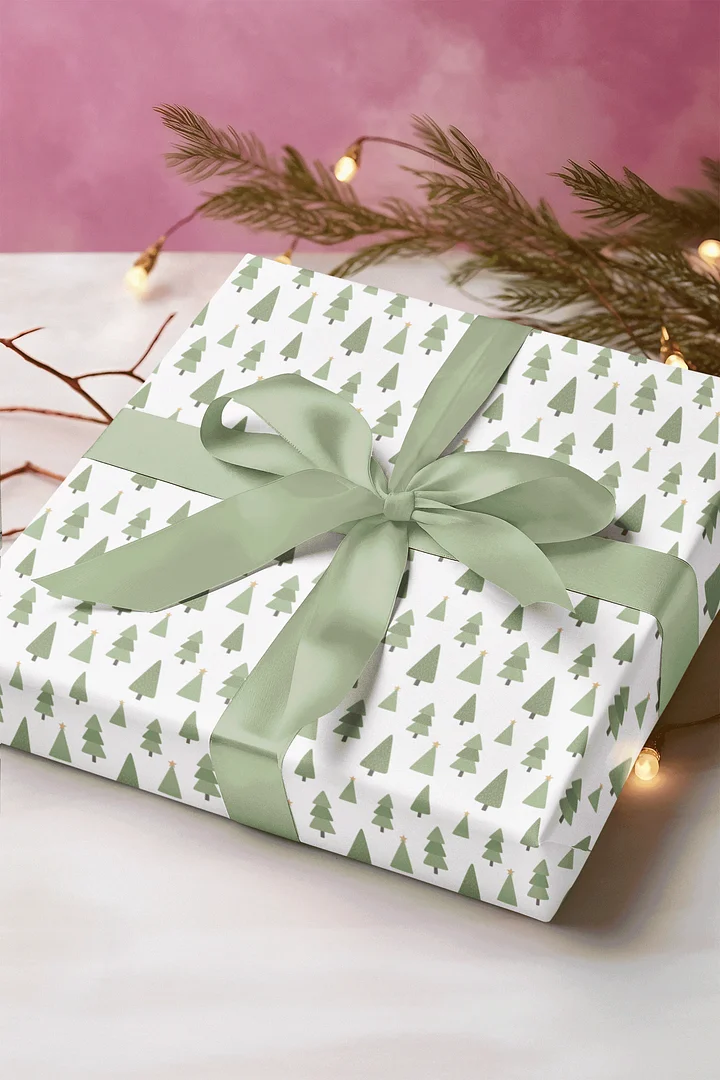 Green Trees Christmas Wrapping Paper product image (1)