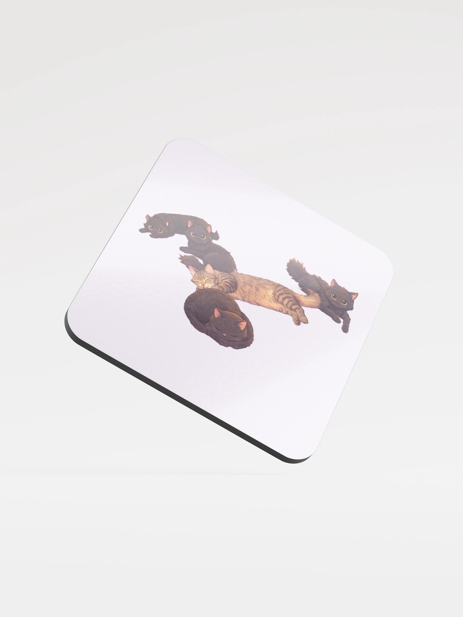 cat brigade 2 Glossed Cork Coaster product image (1)