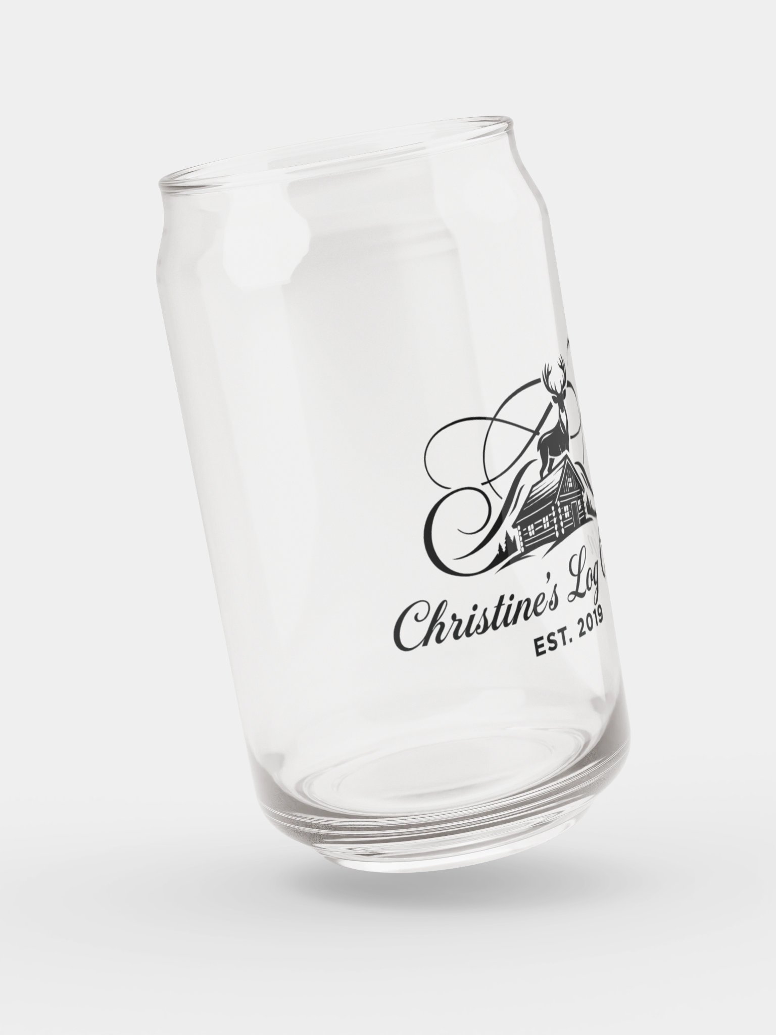 Christine's Log Cabin Custom Drinking Glass Rustic Log Cabin Logo Drinkware product image (3)