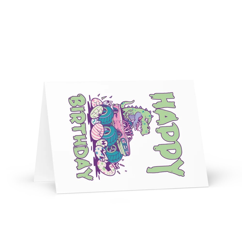 Happy Birthday (Dinosaur Monster Truck) Birthday Card 5" x 7" product image (1)