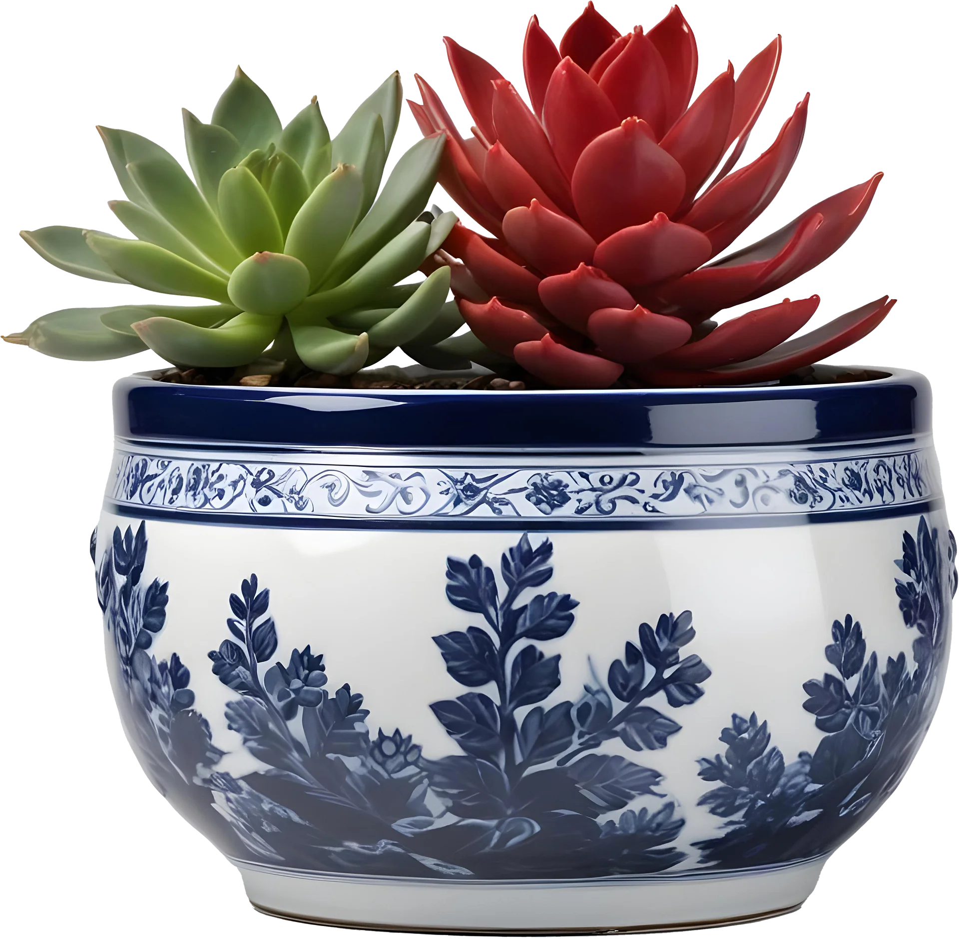 Chinese New Year – Porcelain Pot with Chinese Blue and White Design PNG product image (1)