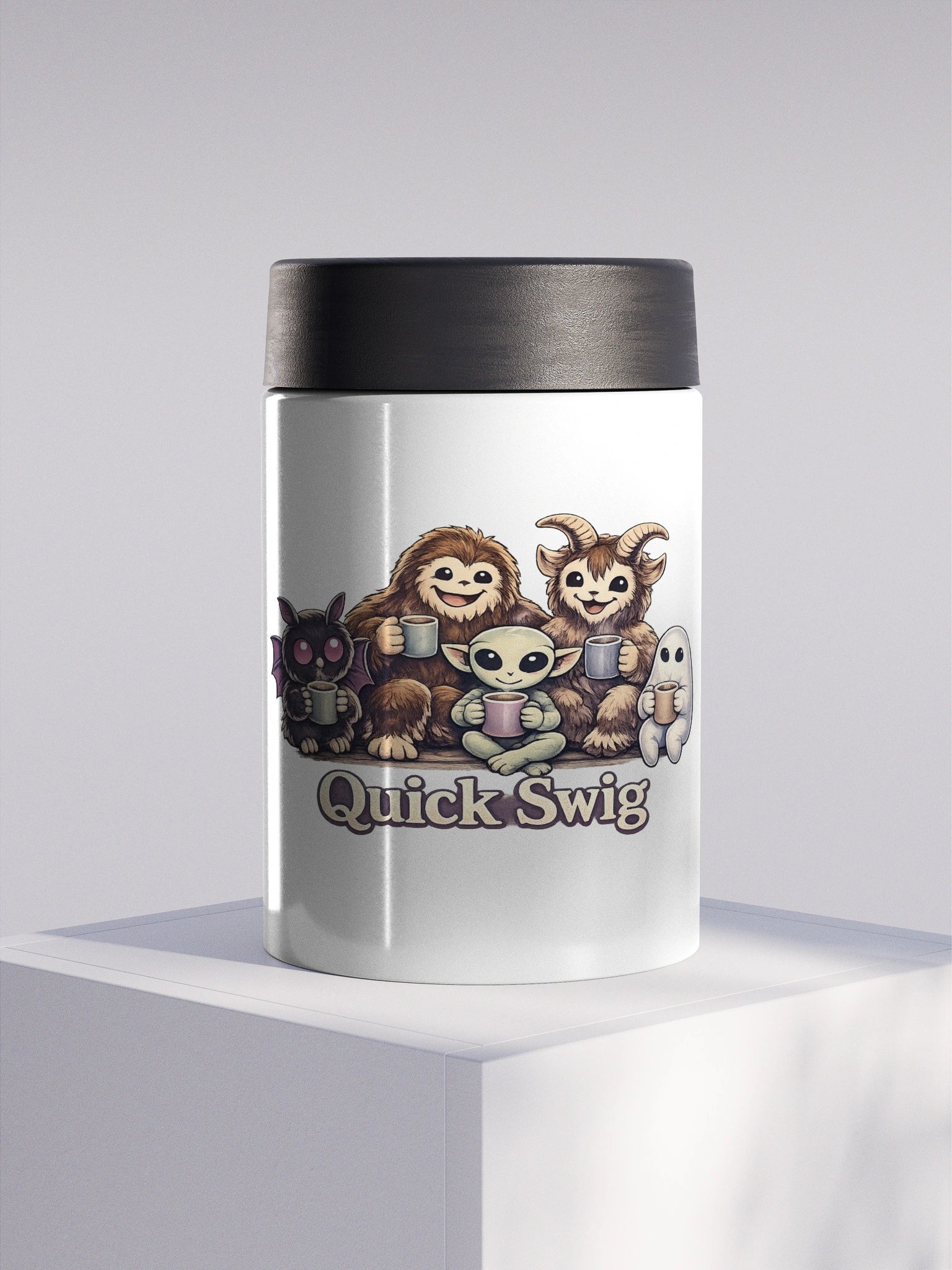 CUTIE CRYPTIDS QUICK SWIG STAINLESS STEEL KOOZIE product image (1)