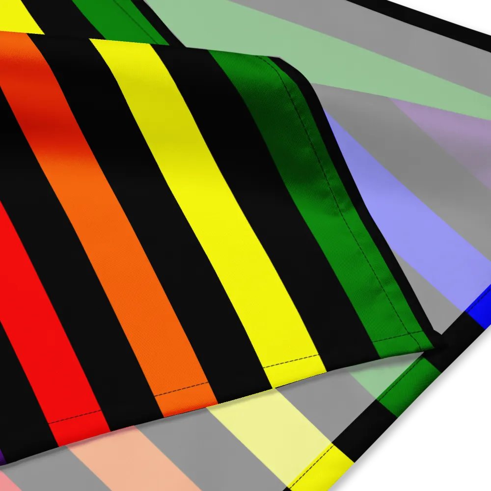 Twisted Rainbow Black Stripes Bandana, Colorful Queer Pride Accessory product image (4)