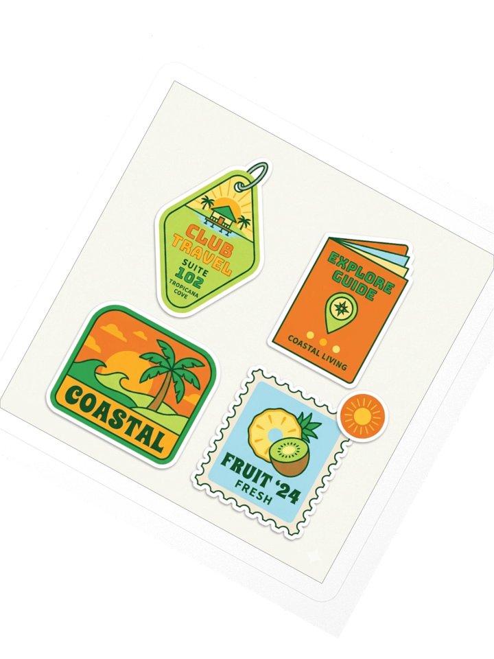 The Coastal Living Sticker Sheet — Retro Tropical Travel Vinyl Decals product image (2)