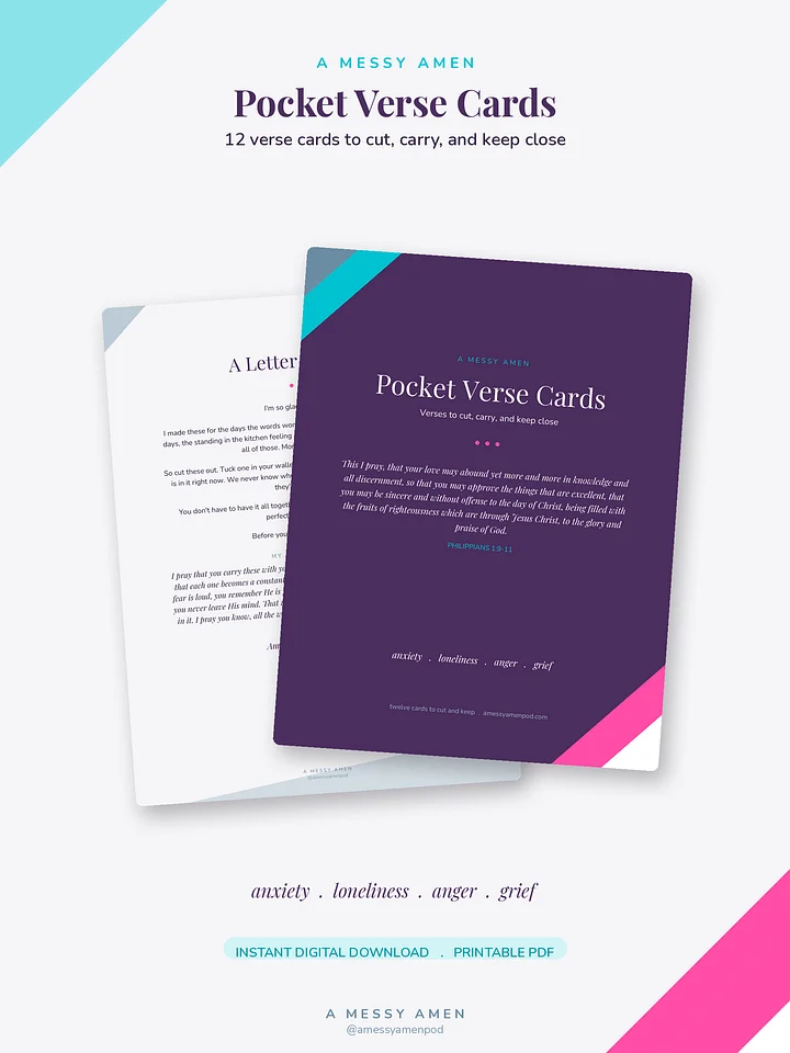 Pocket Verse Cards — For the Hard Days - Printable PDF product image (1)