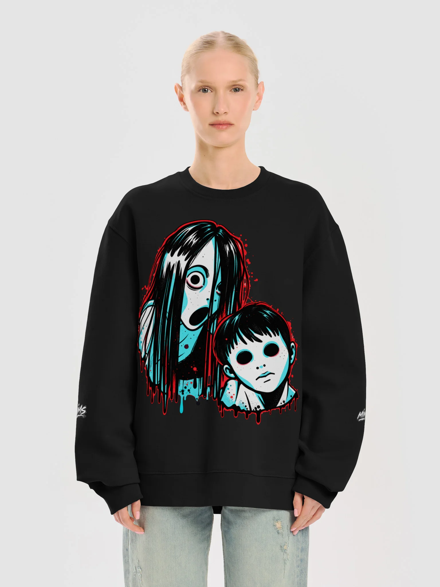 Cyan Horror Oversized Sweatshirt product image (27)