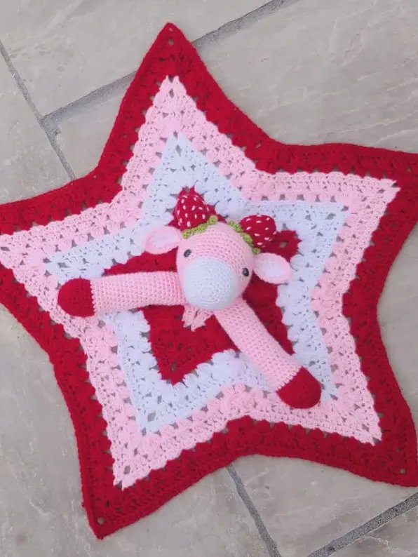 Strawberry Cow Lovey Crochet Pattern Baby Comforter Blanket PDF Pattern - Crafting Happiness product image (10)