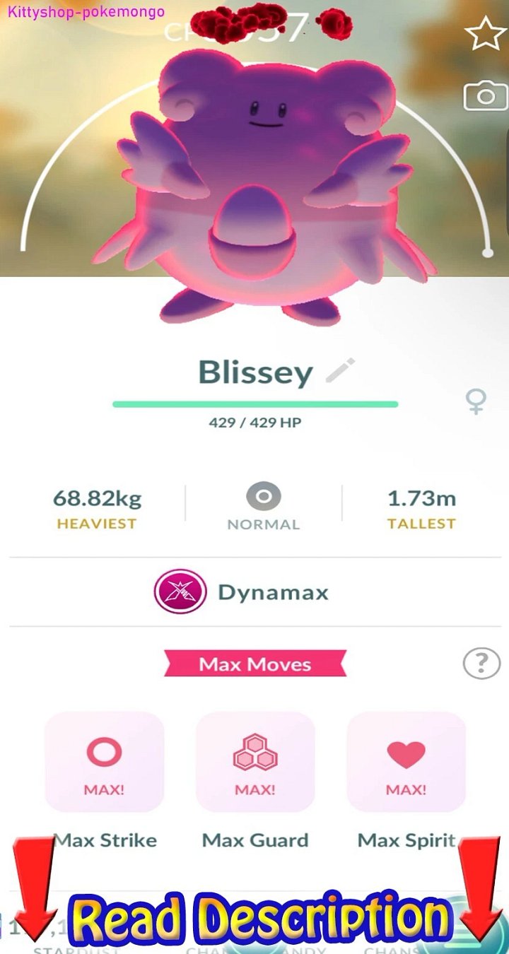 🟢Level 50 Dynamax Blissey Maxed with 3 Move Trade go Fast Shipping ✅ product image (1)