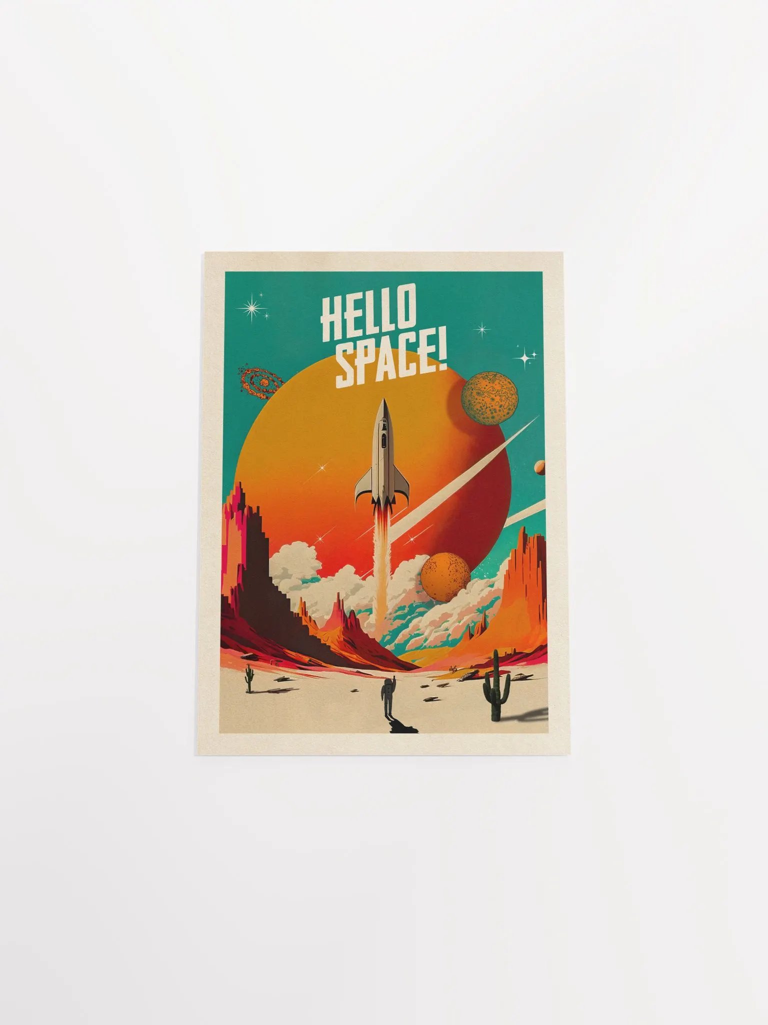 Hello Space! — Vintage space poster, retro space art, propaganda poster, retrofuturism art, retro sci-fi print product image (9)