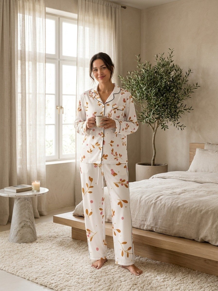 Women's Floral Long Sleeve Pajama Set – 2-Piece Button-Down Sleepwear product image (7)